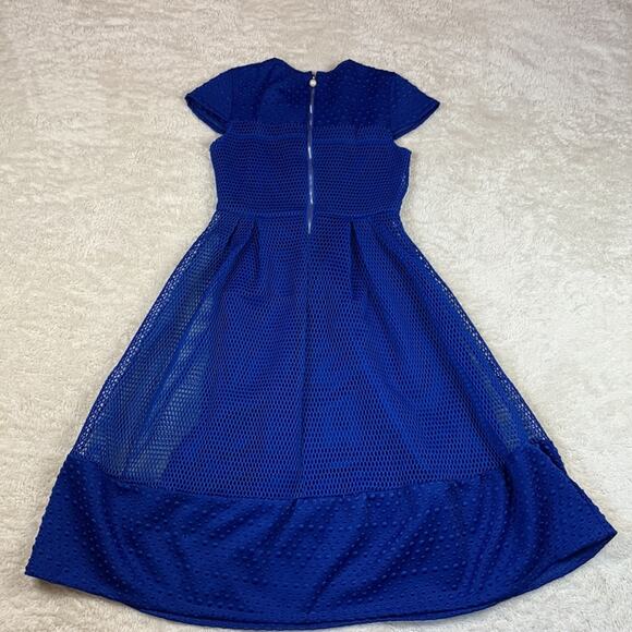 Cobalt blue mesh and bubble fit and flare scuba dress, size 1 - Picture 5 of 13